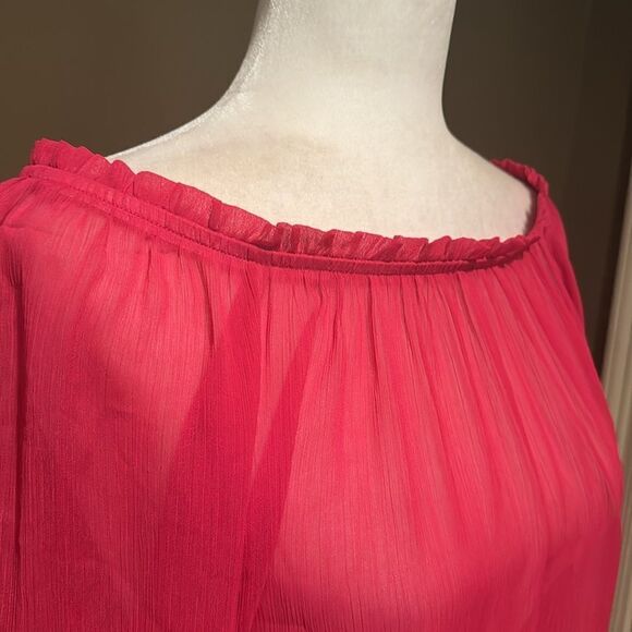 AGB Off The Shoulder Shirt Sheer See Through Size XL Bell Sleeves Bell Sleeves - Picture 3 of 6